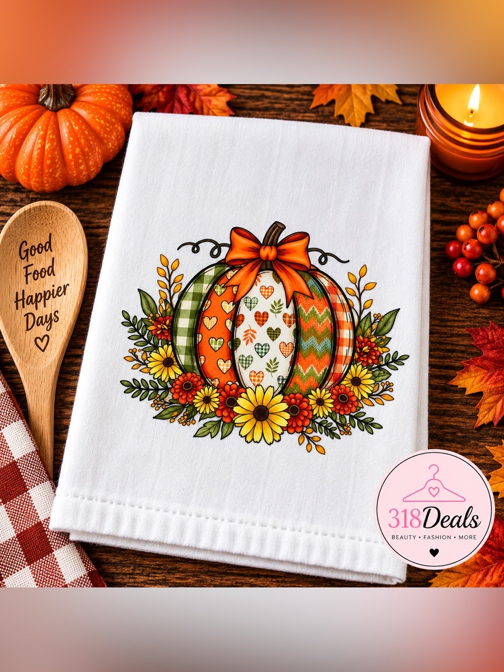 Fall Pumpkin Kitchen Towel Autumn Pumpkin Decorative Dish Towel